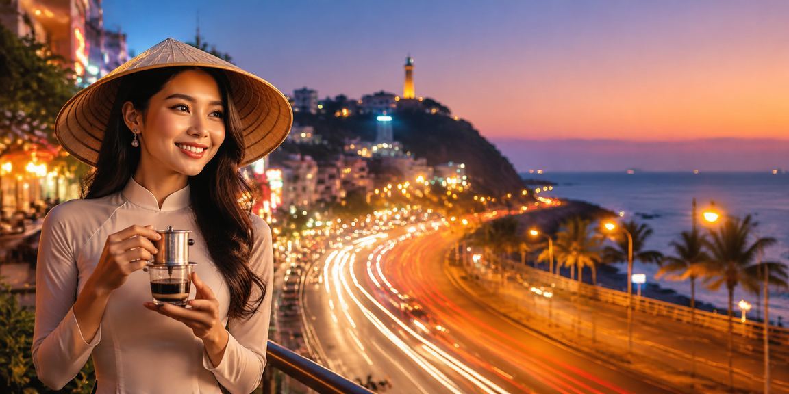 Cảnh lễ hội xổ số truyền thống với nón lá tại Vũng Tàu